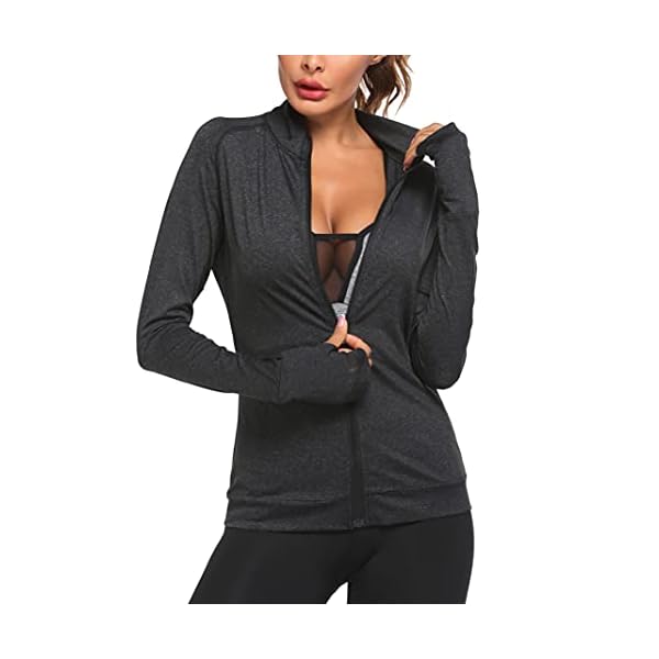 Pinspark Lightweight Workout Jacket for Women Full Zip Slim Fit Athletic Running Jacket with Thumb Holes Zipper Pockets