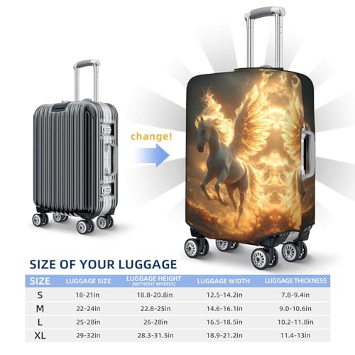 VOSERY Travel Luggage Cover - Golden Winged White Horse Washable Suitcase Covers Protector Fits 18-32 Inch Luggage4