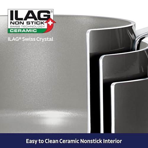 Image of Tramontina Ceramic Non Stick 6-Piece Nesting Sauce Pan Set - Dark Gray