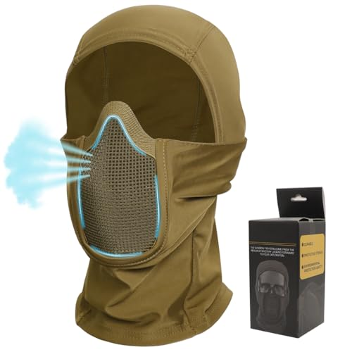 Qavctw Ski Mask for Men Women Outdoor Face Mask Anti-Fog Glasses Balaclava Ski Mask with Mesh Mouth Guard Tactical Mask with Full Face Protection for Outdoor Skiing/Snowboarding/Motorcycle Riding
