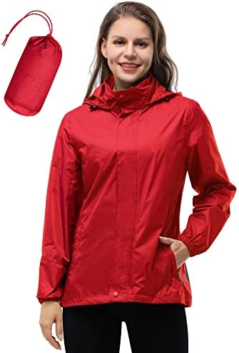 33,000ft Damen Wasserdichte Faltbar Regenjacke Atmungsaktive Windbreaker | Verstaubarer Kapuze, Dünne Regen Jacke, Leicht Übergangsjacke, Atmungsaktive Outdoorjacke, Windjacke für