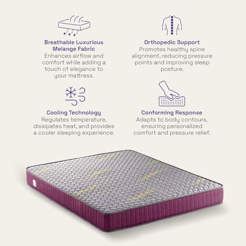 Image of Wakefit Ortho ActiveCool Twin Size Mattress, Gel Memory Foam Mattress for Cool Sleep & Pressure Relief, Medium Firm Mattresses Mattress-in-a-Box /Pressure Relieving (75x39x10)