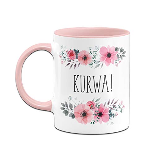 Tassenbrennerei Taza original con texto Kurwa – Taza de café divertida polaca, Polonia – Apto para lavavajillas (rosa) - Imagen 3
