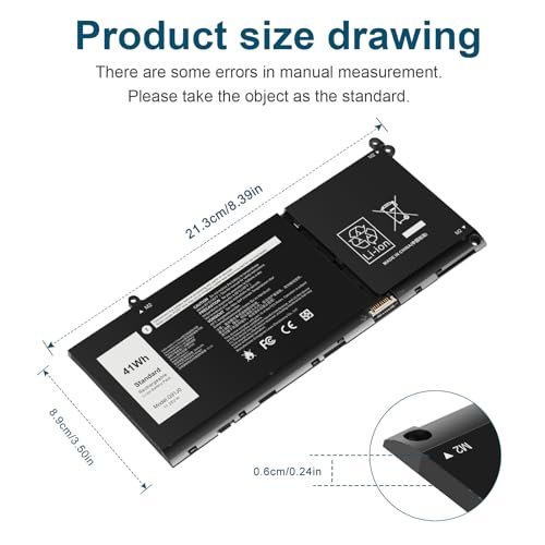 Image of G91J0 Battery for Dell Latitude 3320 3330 3420 3520 Inspiron 3510 3511 3515 3520 3525 3530 5310 5320 5330 5410 5415 5418 5510 5515 5518 5430 5435 7415 7420 7415 Vostro 5620 5625 V6W33 TN70C 0PG8YJ
