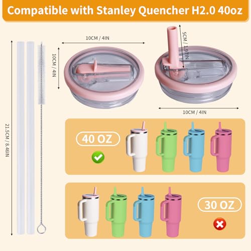 Image of 2 Pack Stanley Lid Replacement 40 oz, Leak Proof Lid for Stanley Quencher H2.0, Leakproof Spill Proof Flip Straw Tumbler Lids for Stanley Cup Accessories, BPA Free No Spill Lid