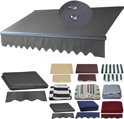 Housse de rechange pour auvent de patio rétractable, 2,4 x 2,1 m, gris foncé, imperméable en polyester pour parasol extérieur, cour, balcon, café, restaurant