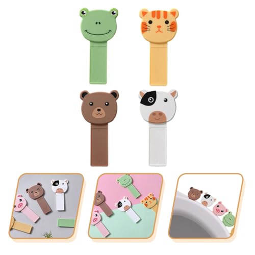 Image of UKCOCO Toilet Lid Lifter 4-Pack Cartoon Patterned Toilet Seat Cover Lifters Portable Small Size Handle Tabs for Easy Hygienic Bathroom Use
