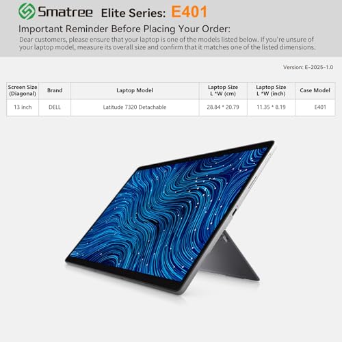 Image of Smatree Laptop Sleeve for 13 inch DELL Latitude 7320 | Case with Accessory Pocket,Patented Shockproof Design(E401)