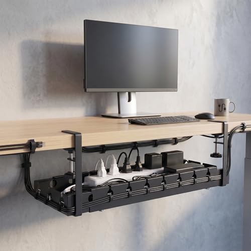 Goulotte de câbles de bureau sans perçage rétractable en métal 43-74 cm