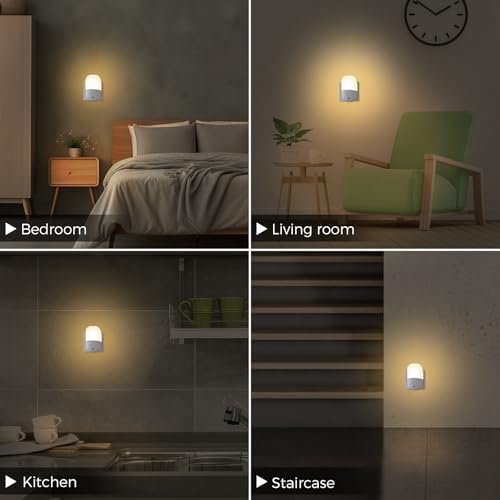 Jsdoin Wall Mount Night Light, with 5 Levels of Brightness and Dusk to Dawn Light Sensor, Children's Night Light for Children's Rooms, Stairs, Hallways, Bedrooms, Warm White (1PACK) - Image 6