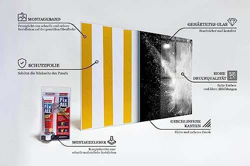 Verre trempé intérieur Wallfluent 100x70 cm au design d'explosion de poudre