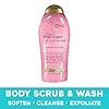 OGX-Pink-sea-salt-rosewater-gentle-soothing-body-scrub-195-Ounce-10-Count OGX Sensitive + Pink Sea Salt & Rosewater Sulfate-Free Soothing Body Scrub with Healing Rose Quartz, Gentle Exfoliating Daily Body Wash to Soften & Smooth Skin, 19.5 Fl Oz