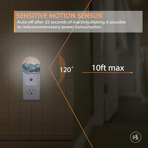 Image of Mountain Sun Night Light,Night Lights Plug into Wall with Dusk to Dawn Sensor,Lamp for Bedroom Bathroom Hallway Nightlight for Women Girls