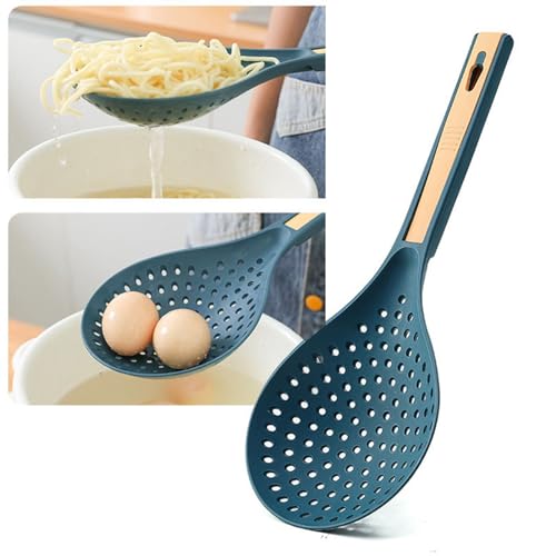 Fafeicy Cuchara Espumadora de Plástico, Colador de Cocina Resistente Al Calor con Clamp/Holder, Cuchara Ranurada de Gran Capacidad para Cocinar Verduras y Fideos