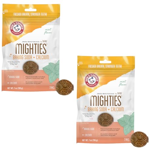 Arm & Hammer Mighties Treadz Dental Dog Treats, Puffer, Mint, 7 Ct, 2-Pk - image 1