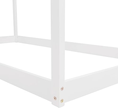 Miniatura 13 de SOFTSEA Cama de plataforma de casa doble, plataforma baja para cama de suelo, fácil montaje Gris,Blanco