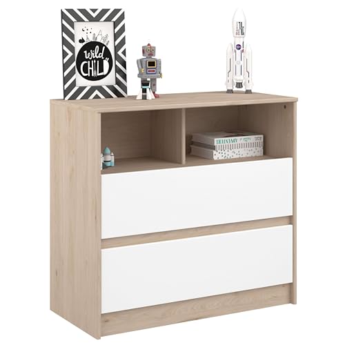Miroytengo Cómoda Child Color Roble Jackson y Blanco Mate Cómoda Cambiador Infantil Estilo nórdico