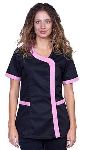 fratelliditalia.org Camice Casacca Lavoro Nero Estivo Donna parrucchiera Estetista Centro estetico Vari Colori Taglie dalla XS alla XXXL