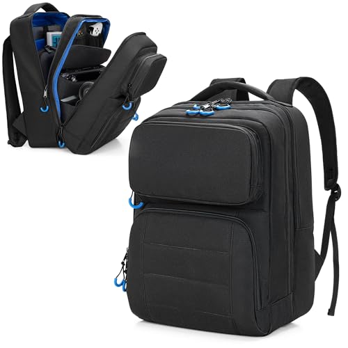 Carrying Backpack Compatible with Steam Deck, Travel Case Bag with Separate Game Cards Holder, Multi-Pockets For Game Headset, D