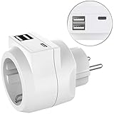 Ideal zum Aufladen von MacBook Pro, Samsung Galaxy S9, Sony Xperia XZ2, Huawei P20/30 u.v.m. • Anschlussleistung: max. 3.680 Watt / 16 A • Maße: 58 x 64 x 84 mm, Gewicht: 80 g
