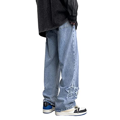 YEOU Men's Streetwear Jeans Y2K Star Hip Hop Jeans Casual High Waisted Wide Leg Baggy Embroidery Harajuku Denim Pants2
