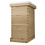 Amish Made in USA Complete 8 Frame Langstroth Bee Hive includes Frames and Foundations (2 Deep, 1...