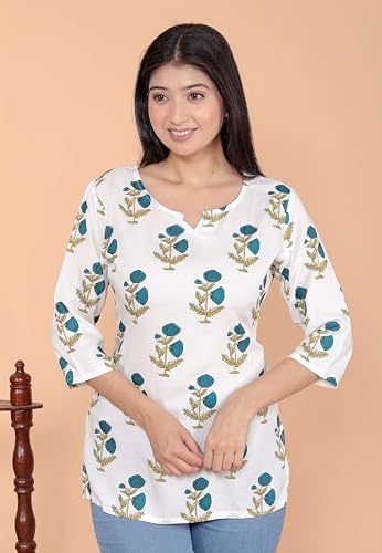 Image of Malikcraft Women's Rayon Printed Short Kurti Stylish Kurta for Women Trendy Short Kurta for Daily & Office Wear PR1