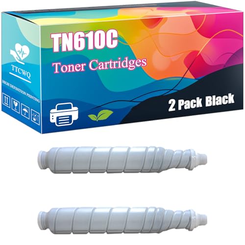 TN610C Toner Cartridges Compatible with Konica Minolta C5500 C6500 Printers, High-Yield Ideal for High-Volume Printing (2 Pack Black)