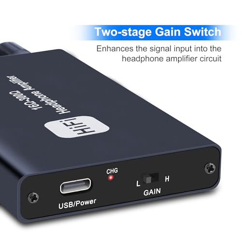 Sheiaier Portable 3.5mm Headphone Amplifier Two-Stage Gain Switch for MobilePhone & PC 3.5mm Stereo Audio Input Out, Gray - Thumbnail 4