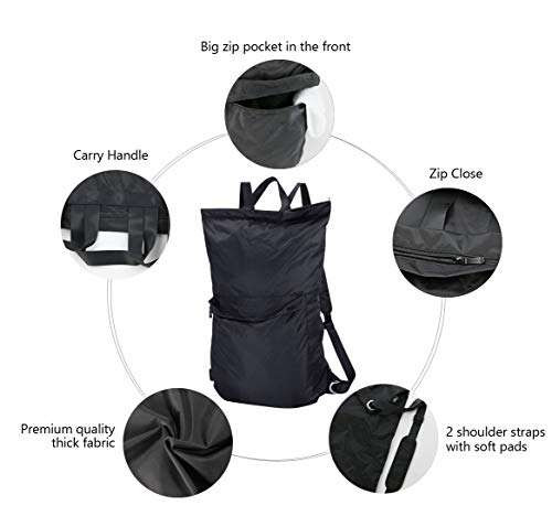 Iwill Create Pro 24"X 35.5", Large Laundry Backpack With Shoulder Straps & Soft Pads, Zip Close & Carry Handle, Lingerie Buckle Pocket, Black #TOP3