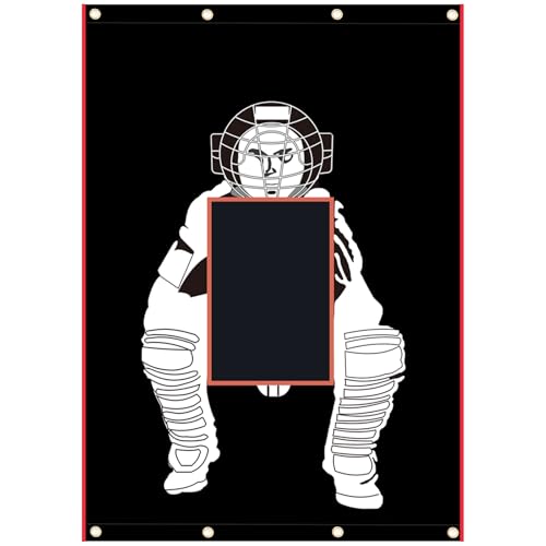 IsleWood 4'x6' Baseball Backstop 600D Oxford Fabric with Strike Zone & Catcher Visuals Portable Batting Cage Net Saver Weather-Resistant Backdrop for Pitching Practice Indoor/Outdoor Use