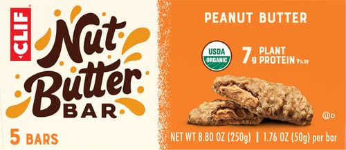 Image of CLIF Nut Butter Bar - Peanut Butter - Energy Snack Bars - Non-GMO - USDA Organic - Plant Based - Low Glycemic - 1.76 oz. 5 Count (Pack of 6)