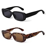 ADE WU Rectangle Sunglasses Women Men Vintage Retro 90s Glasses Narrow Black Tortoise Frame