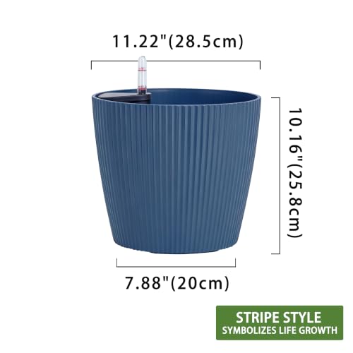 Dexceder 11x10 Self Watering Planters Indoor (2 Pack, Deep Blue) by Dexceder - Used condition - Image 2