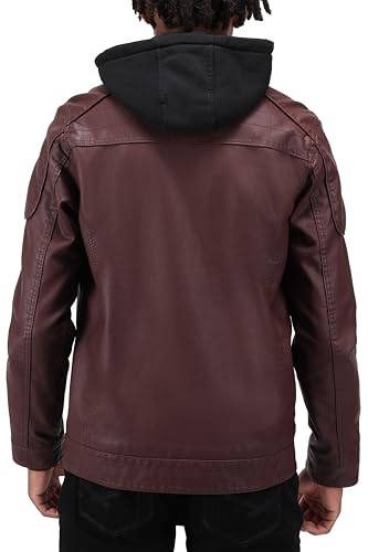 Image of X-Ray Men's Slim Fit Faux-Leather Moto Jacket with Removable Hood