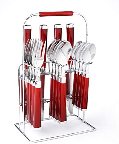 Cambridge Silversmiths Temptation Red 16-Piece Flatware Set Rack