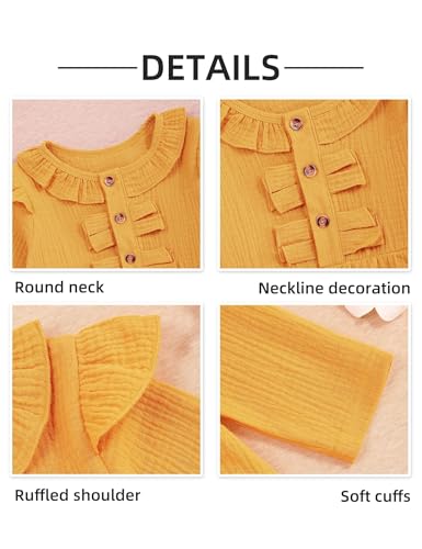 Image of Toddler Girl Clothes Long Sleeve Ruffle Dress Top and Jeans Pants Toddler Girl Fall Outfits
