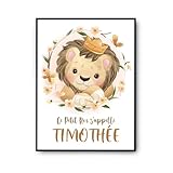 Planetee Affiche Timothée bébé Lion Roi | Poster décoration Murale pour chambre d'enfant | Idée cadeau humour mignon A4