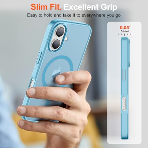 Image of SUPFINE Magnetic for iPhone 17 Case (Compatible with MagSafe)(Military Grade Drop Protection) Translucent Matte Shockproof with Anti-Fingerprint Phone Cover 2025,Light Blue