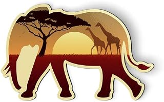 Elephant African Landscape - Magnet - Car Fridge Locker - 5.5"