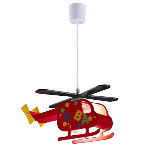 Lampe de plafond enfant hélicoptère rouge pour éclairer et décorer