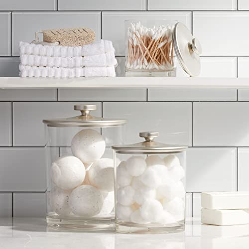 Mdesign Medium Modern Apothecary Storage Organizer Canister Jars - Acrylic Containers For Bathroom, Organization Holder For Vanity, Counter, Makeup Table, Lumiere Collection, 3 Pack, Clear/Matte Satin #TOP2