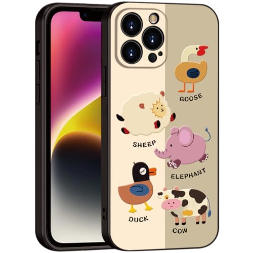 Printed Cute Animal Patter for iPhone 15 pro max Cute Girl Cartoon Case, Printed with a for Women Girls Variety of Cartoon Animal Pattern Design of Cell Phone Protective Cover (B2-Cartoon)