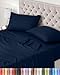 Utopia Bedding Juego de Sabanas 4 Piezas 150x200 - Poliéster Microfibra Cepillada - Oeko-Tex Certificado - Sábana Bajera, Sábana Plana y 2 Fundas de Almohada 50x75 (Cama 150, Azul Marino)