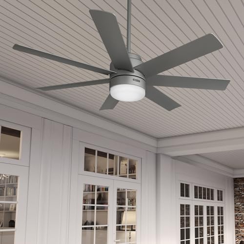 Image of Hunter Brazos Outdoor with LED Light 52 inch Matte Silver - Matte Silver