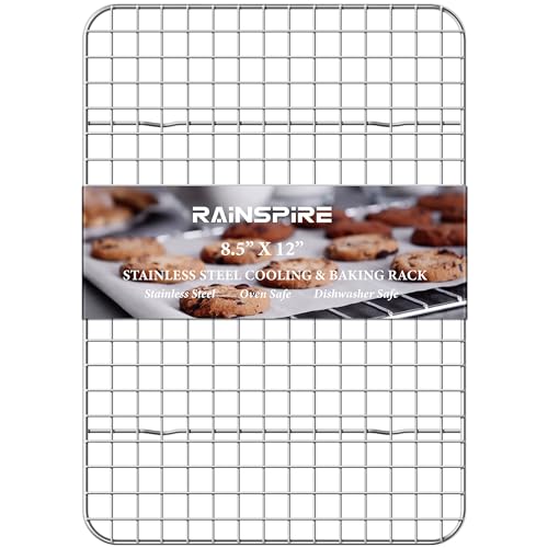 Image of Rainspire Cooling Rack Stainless Steel, Heavy Duty Cooling Racks for Cooking and Baking, Oven Safe Wire Rack for Cooking, Baking Rack for Oven Cooking Fits Quarter Sheet Pan (1, 8.5 inch x 12 inch)