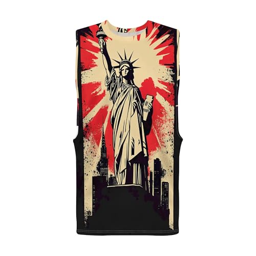 Image of Zhyaj Summer Tanks Top for Men Flag Graphic Print Sleeveless Shirts Casual Working Out Vest T-Shirts Loose-Fit Men's Tank