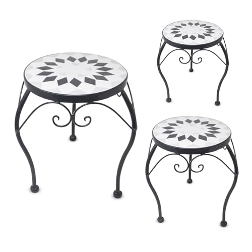 DRULINE 3er Set Mosaik Beistelltisch – Hochwertige Balkonmöbel &...