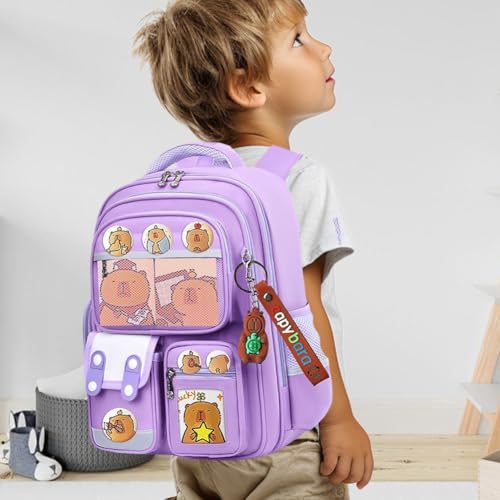 Capybara Backpack Cartoon Backpacks Cute Capibara Stuff Large Capacity Kawaii Back pack with Pins and Accessories4