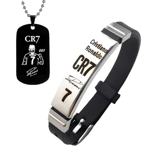 Fufupaw Cadena de fútbol, collar número 7, pulsera para niños, regalos para aficionados